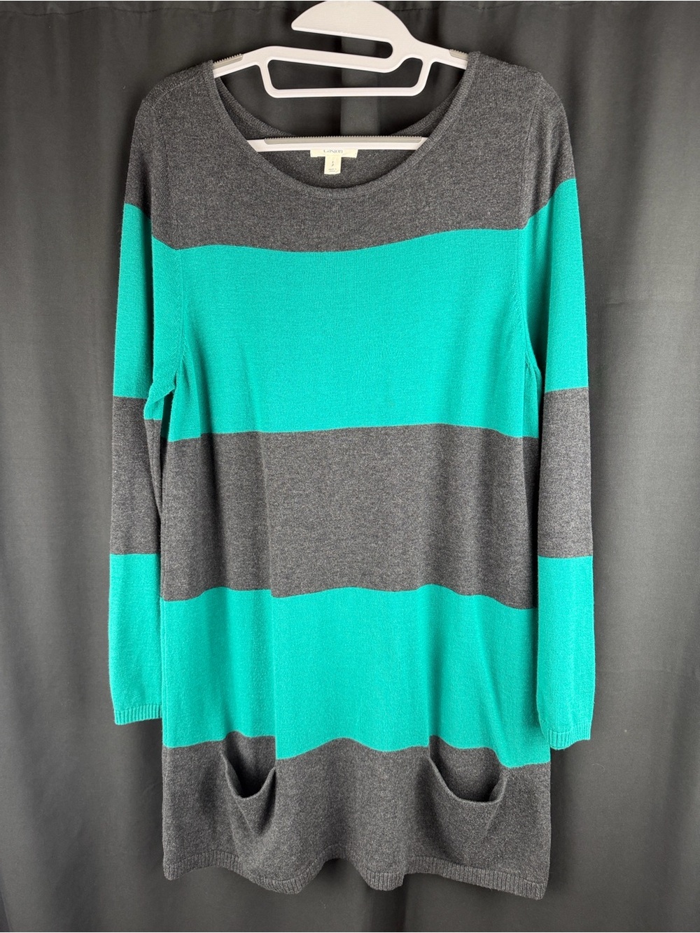 Caslon Gray and Teal Sweater Size Large